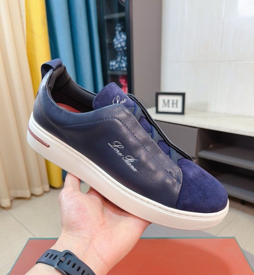 Loro Piana Contrast Stripe Low-Top Sneakers